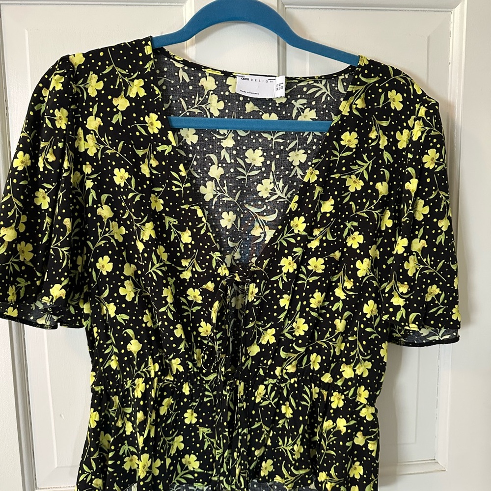 ASOS Black and Yellow Floral Blouse